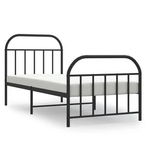 vidaXL Cadre de lit m&eacute;tal sans matelas avec pied de lit noir 90x190 cm
