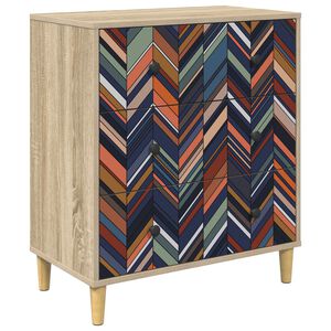 vidaXL Commode OMMEN Imprim&eacute; g&eacute;om&eacute;trique 66 x 36,5 x 75 cm Sonoma