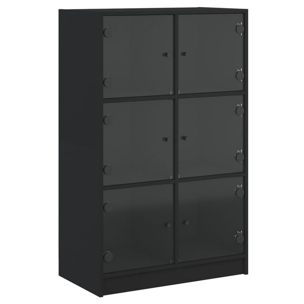 vidaXL Buffet haut avec portes noir 68x37x109 cm bois d'ing&eacute;nierie