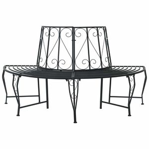 vidaXL Banc d'Arbre 4-Nombre de places 160 x 80 x 89 cm Acier Noir
