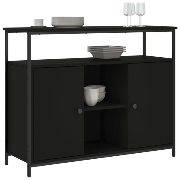 vidaXL Buffet noir 100x35x80 cm bois d'ing&eacute;nierie