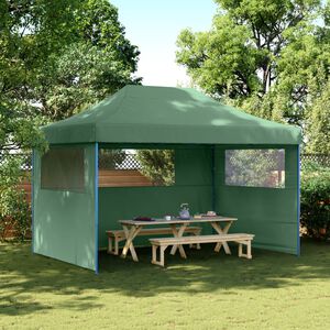 vidaXL Tente de r&eacute;ception pliable escamotable 3 parois lat&eacute;rales vert