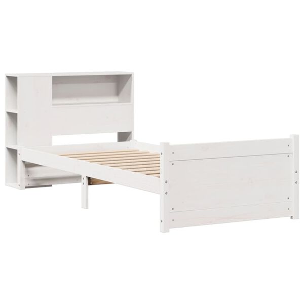 vidaXL Lit biblioth&egrave;que sans matelas blanc 75x190cm bois de pin massif