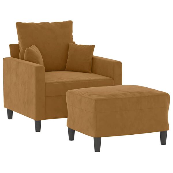 vidaXL Fauteuil avec repose-pied Marron 60 cm Velours