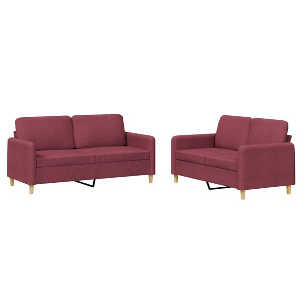 vidaXL Ensemble de canap&eacute;s 2 pcs avec coussins Rouge bordeaux Tissu