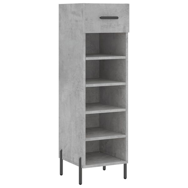 vidaXL Armoire &agrave; chaussures gris b&eacute;ton 30x35x105 cm bois d'ing&eacute;nierie