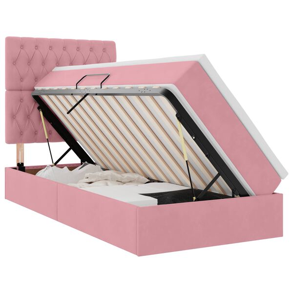 vidaXL Lit avec rangement et matelas Rose 90 x 190 cm Velours