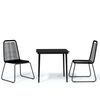 vidaXL Ensemble &agrave; manger de jardin 3 pcs Noir