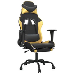 vidaXL Chaise de jeu avec repose-pied Noir et dor&eacute; Similicuir