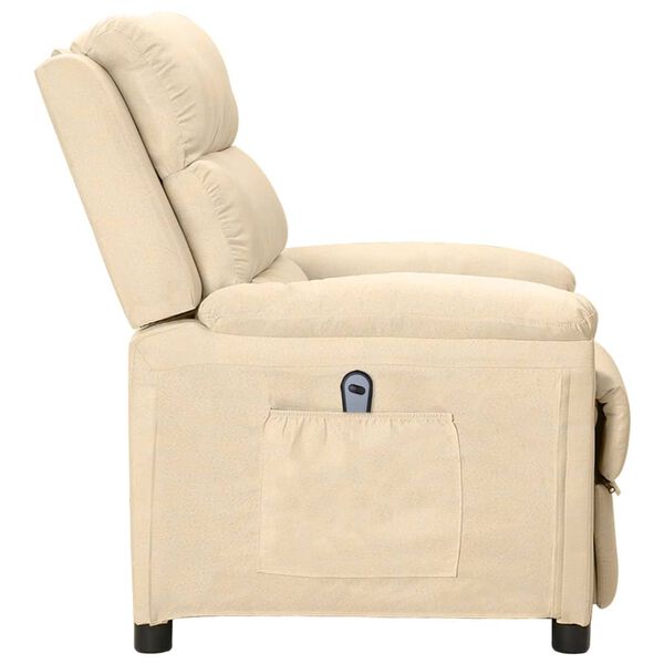 vidaXL Fauteuil inclinable &eacute;lectrique Cr&egrave;me Tissu