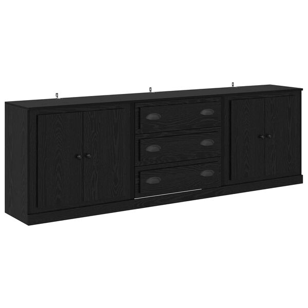 vidaXL Buffets 3 pcs Ch&ecirc;ne noir 70 x 35,5 x 67,5 cm Bois d'ing&eacute;nierie