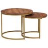 vidaXL Tables basses gigognes 2 pcs Bois de mangue massif et acier
