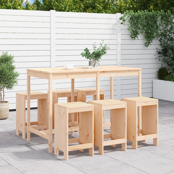 vidaXL Ensemble de bar de jardin 7 pcs Bois de pin massif