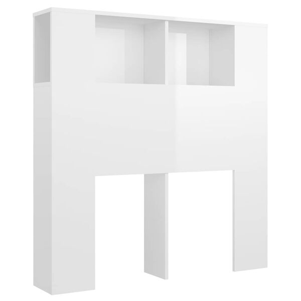 vidaXL Armoire de t&ecirc;te de lit Blanc brillant 100x18,5x102,5 cm