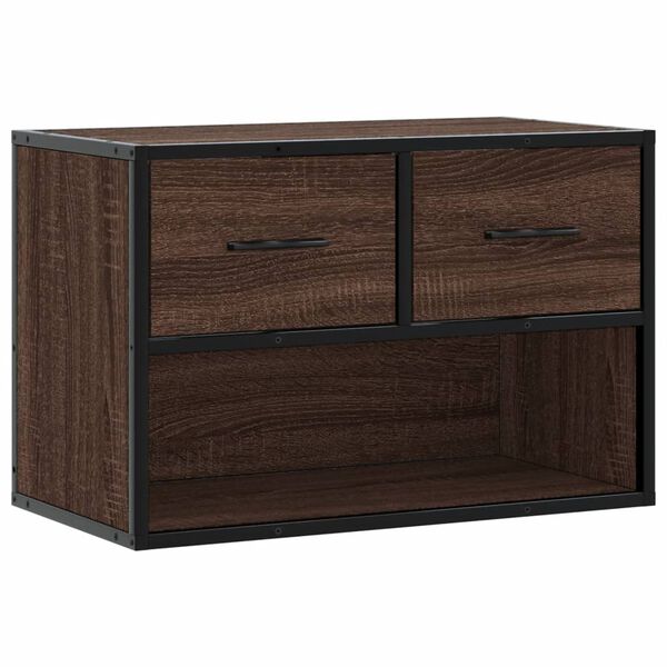 vidaXL Meuble TV ch&ecirc;ne brun 60x31x39,5 cm bois d'ing&eacute;nierie et m&eacute;tal