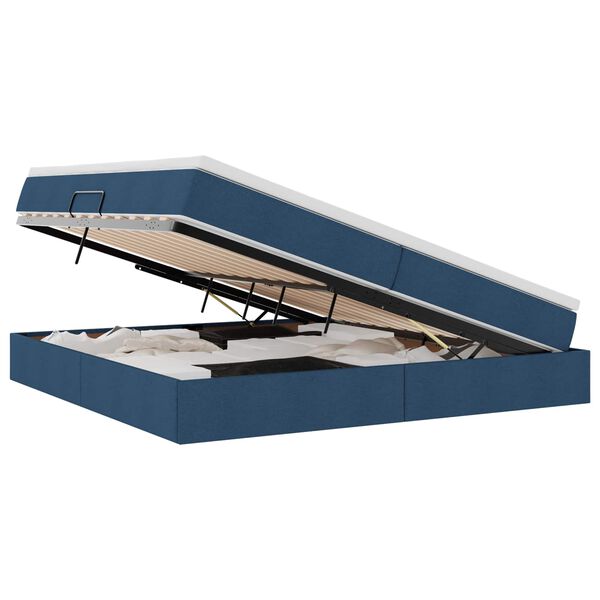 vidaXL Lit avec rangement et matelas Bleu 200 x 200 cm Polyester