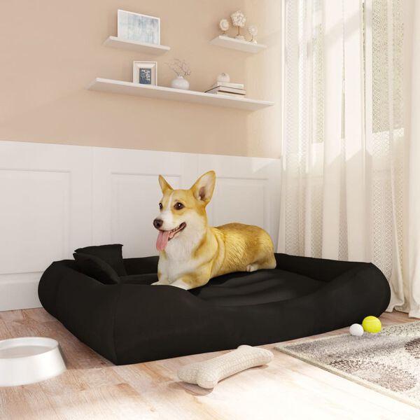 vidaXL Coussin avec oreillers pour chien Noir 115x100x20 cm Tissu