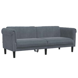 vidaXL Canap&eacute; &agrave; 3 places gris fonc&eacute; velours