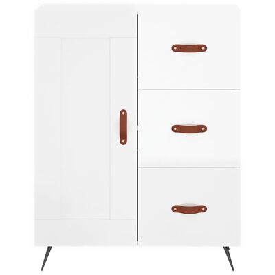 vidaXL Buffet haut Blanc brillant 69,5x34x180 cm Bois d'ingénierie