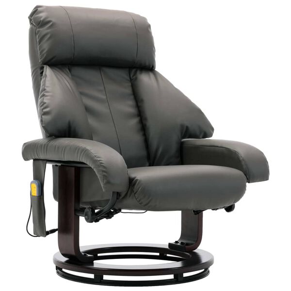 vidaXL Fauteuil de massage TV inclinable gris similicuir