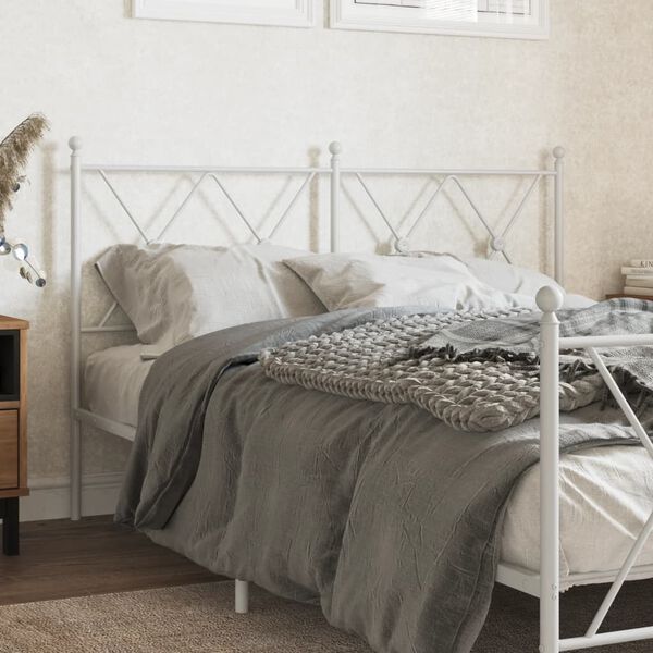 vidaXL T&ecirc;te de lit de remplacement m&eacute;tal blanc 137 cm