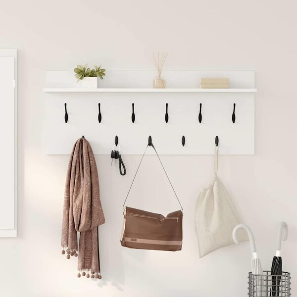 vidaXL Porte-manteau mural Blanc 100 x 40 x 12 cm Bois d'ing&eacute;nierie