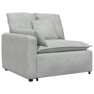 vidaXL Module d'extr&eacute;mit&eacute; d'accoudoir de canap&eacute; modulaire avec coussins gris clair 100 cm