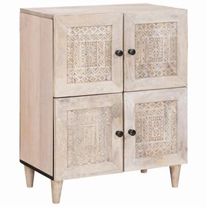 vidaXL Buffet Blanc Blanchi 60 x 33 x 75 cm Bois de mangue massif