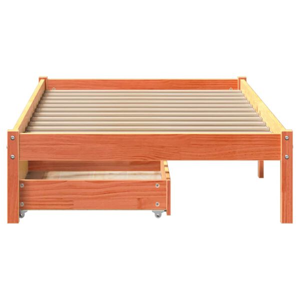 vidaXL Cadre de lit sans matelas cire marron 75x190 cm bois pin massif