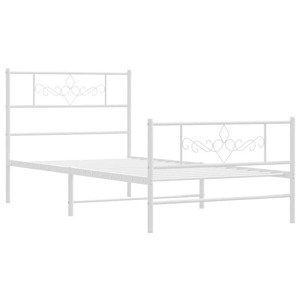 vidaXL Cadre de lit m&eacute;tal sans matelas et pied de lit blanc 100x200 cm