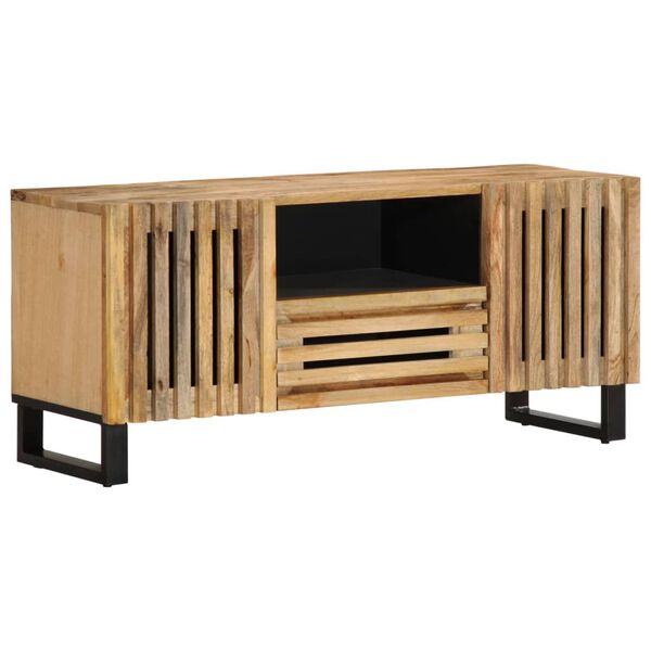 vidaXL Meuble TV 100x34x46 cm bois massif de manguier brut