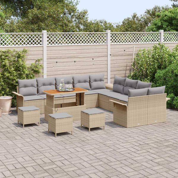vidaXL Ensemble de canap&eacute; de jardin 14 pcs Beige et Gris clair