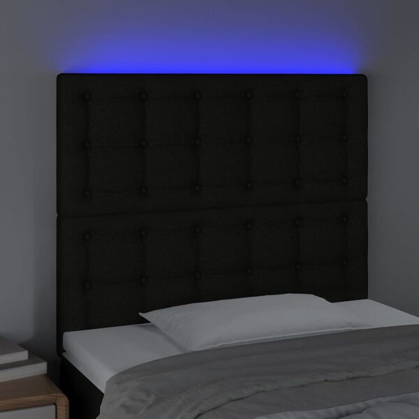 vidaXL T&ecirc;te de lit &agrave; LED Noir 100x5x118/128 cm Tissu