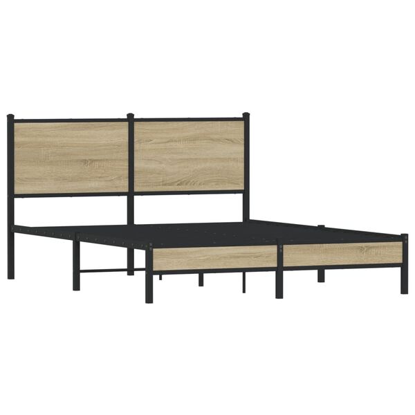 vidaXL Cadre de lit en m&eacute;tal sans matelas ch&ecirc;ne sonoma 140x200 cm