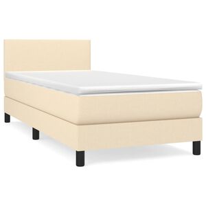 vidaXL Sommier &agrave; lattes de lit avec matelas Cr&egrave;me 80x200 cm Tissu