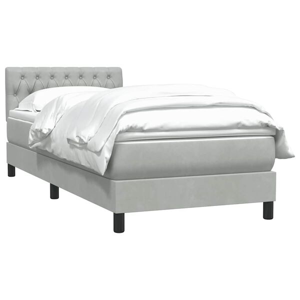 vidaXL Sommier &agrave; lattes de lit et matelas gris clair 100x220cm velours