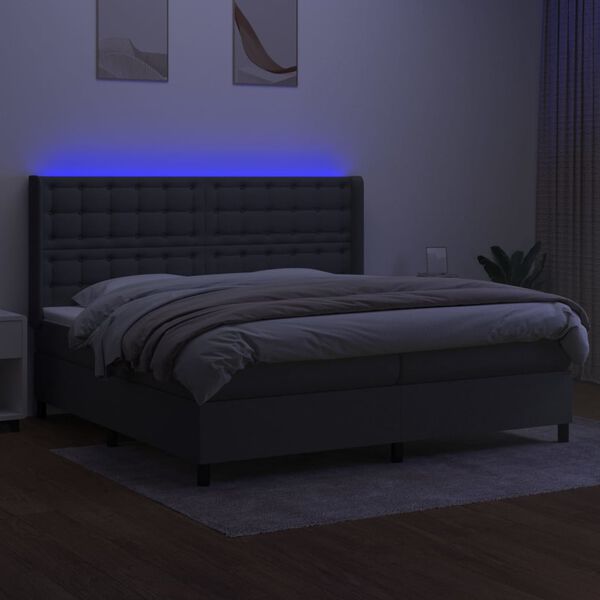 vidaXL Sommier &agrave; lattes de lit matelas LED Gris fonc&eacute; 200x200 cm Tissu