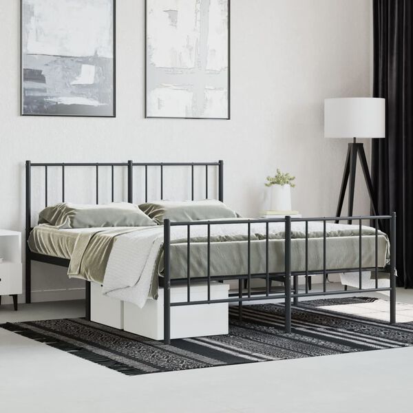 vidaXL Cadre de lit métal sans matelas avec pied de lit noir 120x190cm