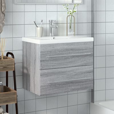 vidaXL Armoire lavabo de salle de bain avec bassin intégré sonoma gris