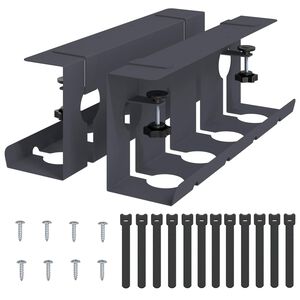 vidaXL Plateau de gestion de c&acirc;bles sous le bureau 2 pc Anthracite
