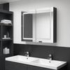 vidaXL Armoire de salle de bain à miroir LED noir brillant 80x12x68 cm