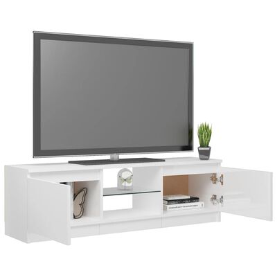 vidaXL Meuble TV avec lumières LED blanc brillant 120x30x35,5 cm