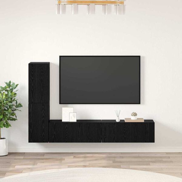 vidaXL Meuble TV mural 2 pcs Ch&ecirc;ne noir Bois d'ing&eacute;nierie