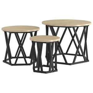 vidaXL Table d'appoint empilable 3 pcs Ch&ecirc;ne Sonoma