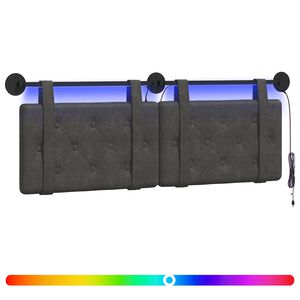 vidaXL T&ecirc;te de lit suspendue Avec lumi&egrave;re LED Noir PU antique