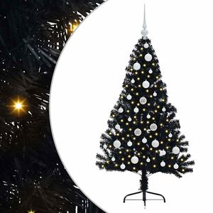 vidaXL Sapin de No&euml;l artificiel pr&eacute;-&eacute;clair&eacute; Noir 120 cm PVC