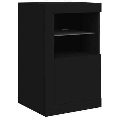 vidaXL Armoire latérale avec lumières LED noir bois d'ingénierie