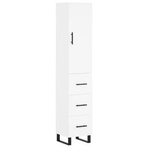 vidaXL Buffet haut Blanc 34,5x34x180 cm Bois d'ing&eacute;nierie