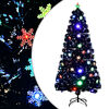 vidaXL Sapin de No&euml;l et flocons de neige LED Noir 150 cm Fibre optique