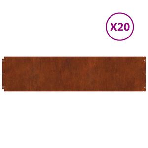 vidaXL Bordures de pelouse 20 pcs 25x103 cm acier patinable flexible